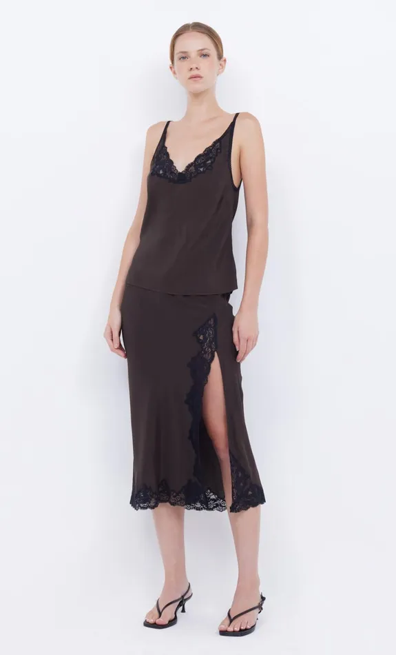 Bec Bridge DEJA VOUS SLIP SKIRT 8211 CHOCBLACK Women Skirts