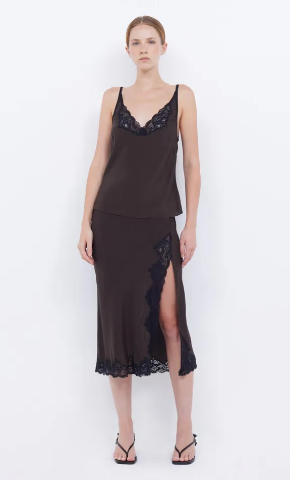 Bec Bridge DEJA VOUS SLIP SKIRT 8211 CHOCBLACK Women Skirts