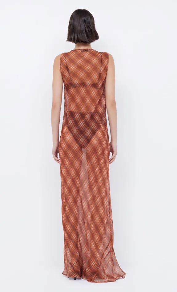 Bec Bridge DEVI BOATNECK DRESS 8211 DESERT CHECK Women Maxi Dresses