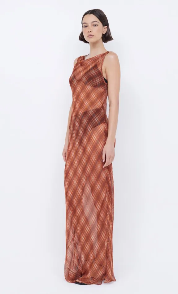Bec Bridge DEVI BOATNECK DRESS 8211 DESERT CHECK Women Maxi Dresses