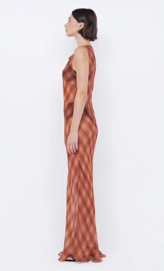 Bec Bridge DEVI BOATNECK DRESS 8211 DESERT CHECK Women Maxi Dresses