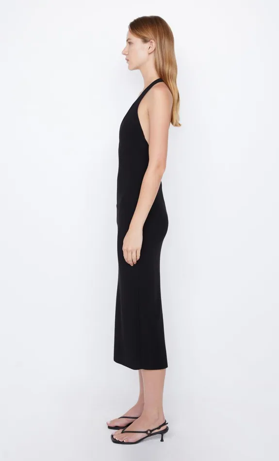 Bec Bridge ELVIE HALTER MIDI DRESS 8211 BLACK Women Wedding Guest