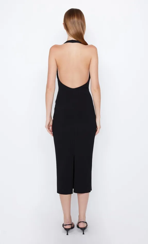 Bec Bridge ELVIE HALTER MIDI DRESS 8211 BLACK Women Wedding Guest