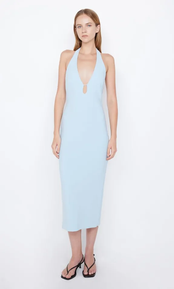Bec Bridge ELVIE HALTER MIDI DRESS 8211 DOLPHIN BLUE Women Midi Dresses