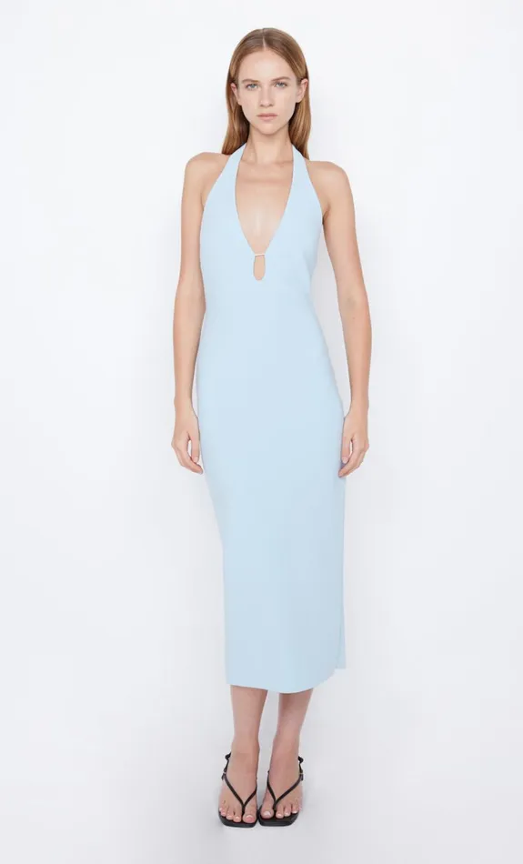 Bec Bridge ELVIE HALTER MIDI DRESS 8211 DOLPHIN BLUE Women Midi Dresses