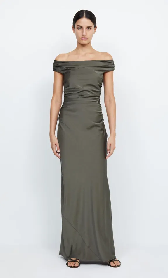 Bec Bridge ETERNITY OFF SHOULDER MAXI 8211 DARK WILLOW Women Bridesmaid Dresses