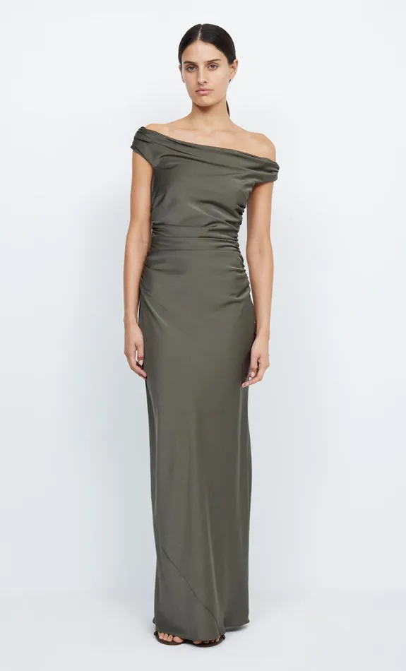 Bec Bridge ETERNITY OFF SHOULDER MAXI 8211 DARK WILLOW Women Bridesmaid Dresses