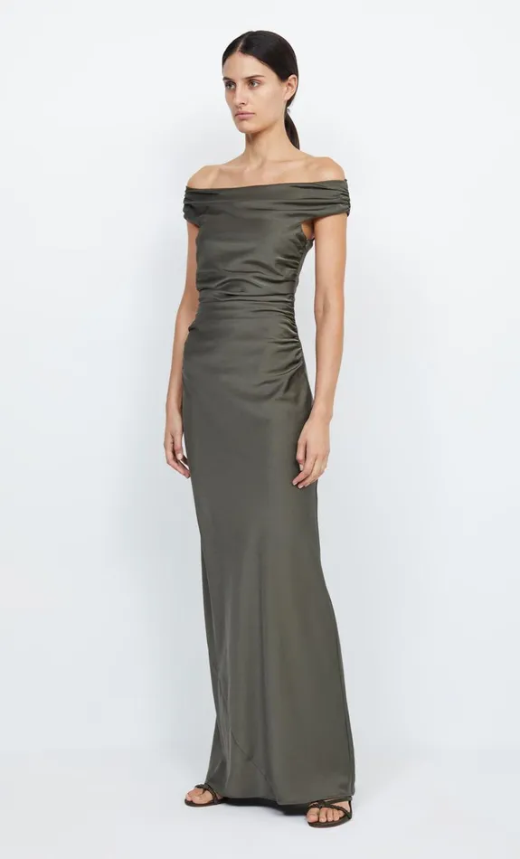 Bec Bridge ETERNITY OFF SHOULDER MAXI 8211 DARK WILLOW Women Bridesmaid Dresses