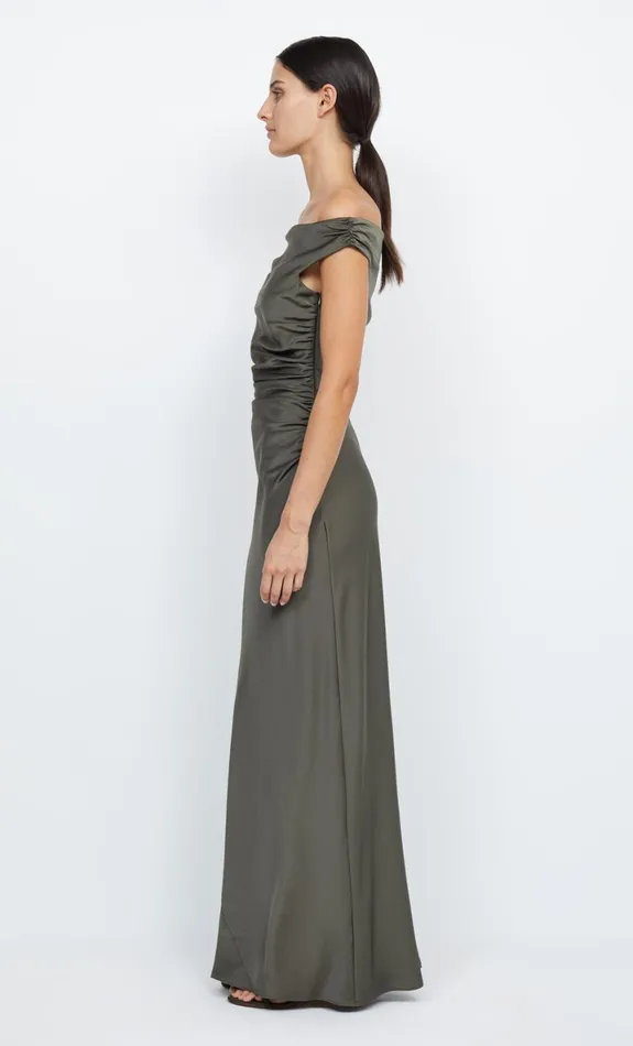Bec Bridge ETERNITY OFF SHOULDER MAXI 8211 DARK WILLOW Women Bridesmaid Dresses