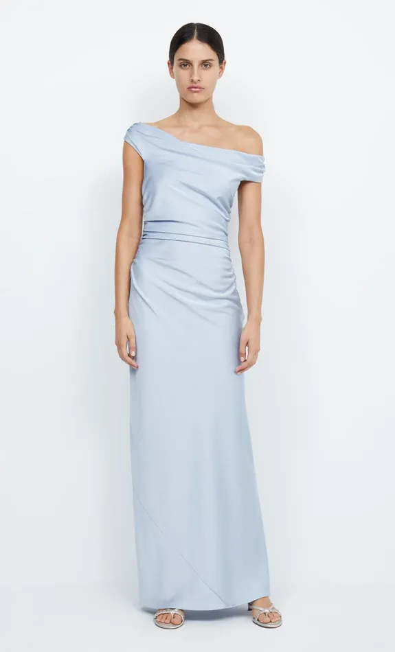 Bec Bridge ETERNITY OFF SHOULDER MAXI 8211 DUSTY BLUE Women Maxi Dresses