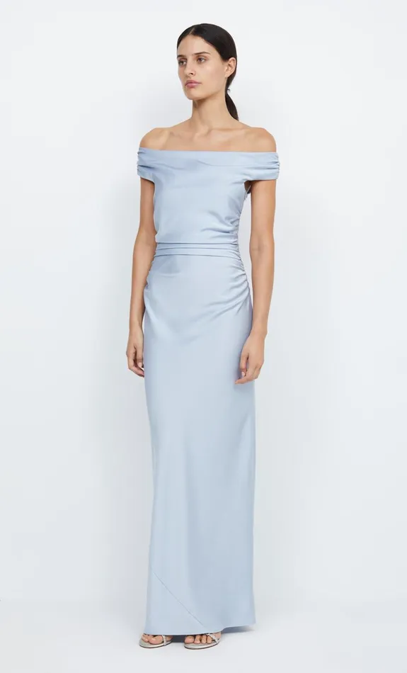 Bec Bridge ETERNITY OFF SHOULDER MAXI 8211 DUSTY BLUE Women Maxi Dresses