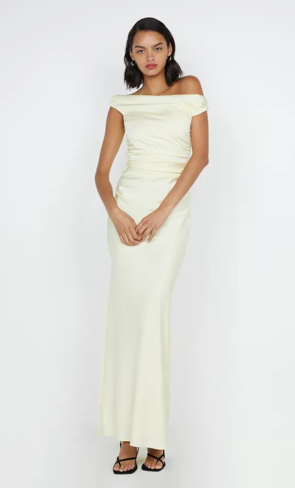 Bec Bridge ETERNITY OFF SHOULDER MAXI 8211 ICE YELLOW Women Prom Dresses