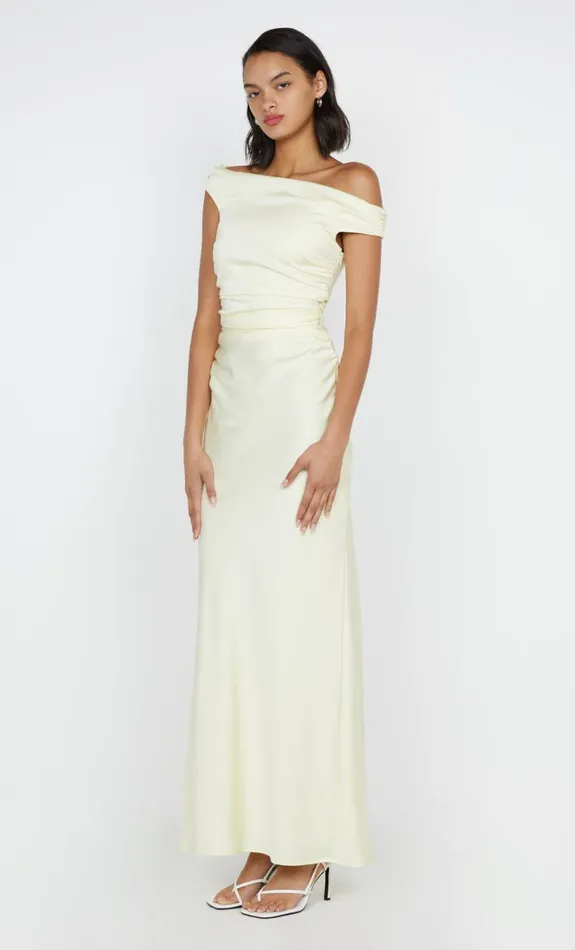 Bec Bridge ETERNITY OFF SHOULDER MAXI 8211 ICE YELLOW Women Prom Dresses