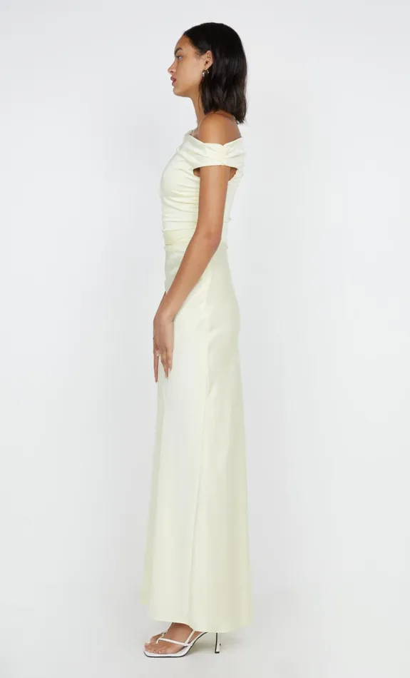 Bec Bridge ETERNITY OFF SHOULDER MAXI 8211 ICE YELLOW Women Prom Dresses
