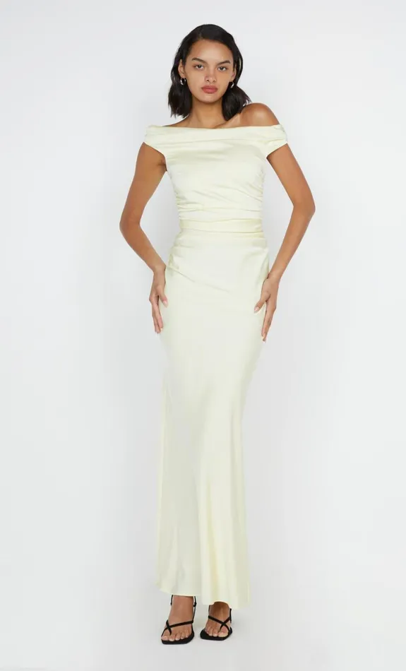 Bec Bridge ETERNITY OFF SHOULDER MAXI 8211 ICE YELLOW Women Prom Dresses