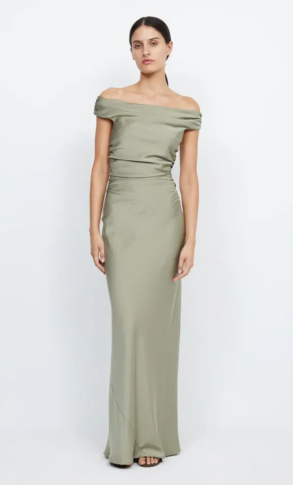 Bec Bridge ETERNITY OFF SHOULDER MAXI 8211 SAGE Women Bridesmaid Dresses
