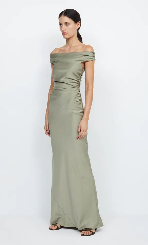Bec Bridge ETERNITY OFF SHOULDER MAXI 8211 SAGE Women Bridesmaid Dresses