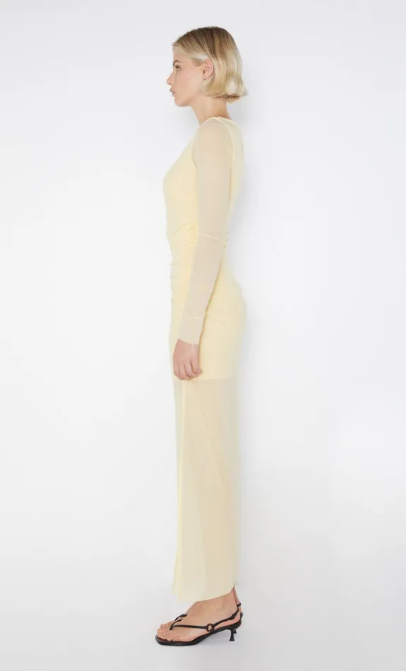 Bec Bridge FAE ASYM LONG SLEEVE DRESS 8211 BUTTER YELLOW Women Maxi Dresses