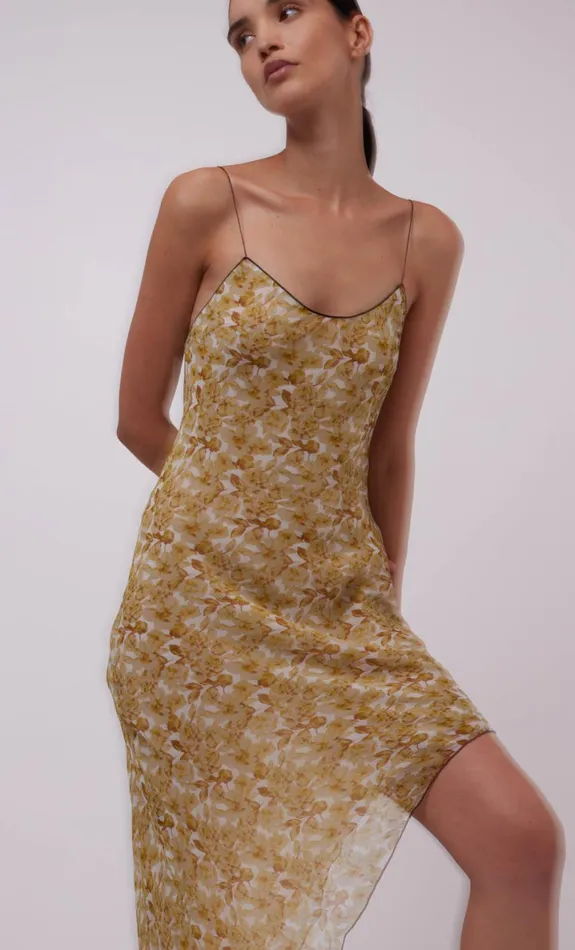 Bec Bridge FLORENTINE ASYM MIDI DRESS 8211 GOLDEN BLURRED FLORAL Women Midi Dresses