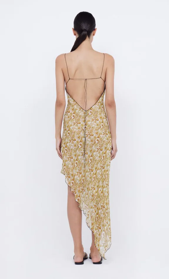 Bec Bridge FLORENTINE ASYM MIDI DRESS 8211 GOLDEN BLURRED FLORAL Women Midi Dresses
