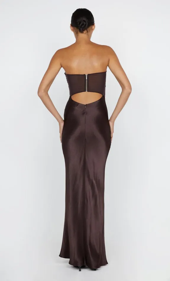 Bec Bridge HALLE STRAPLESS DRESS 8211 CHOCOLATE Women Maxi Dresses