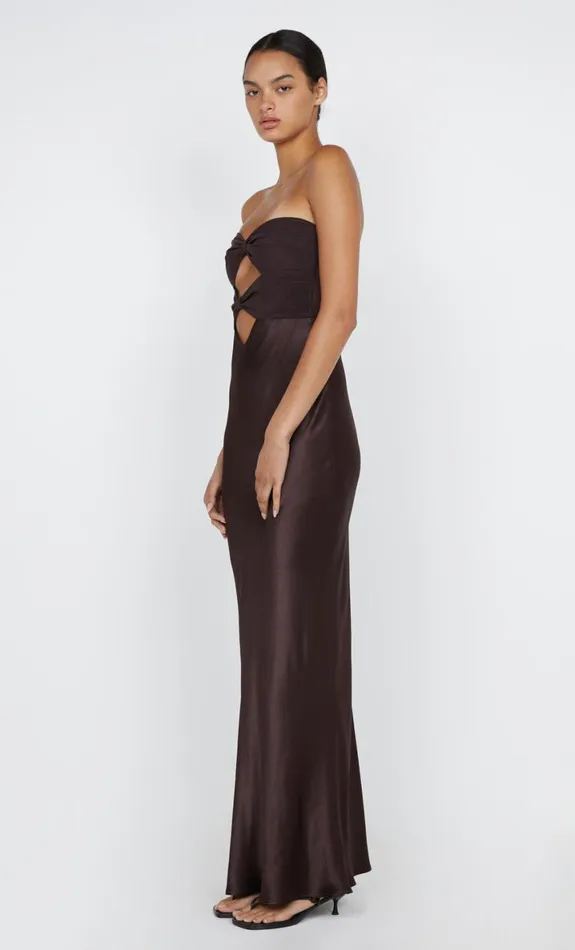Bec Bridge HALLE STRAPLESS DRESS 8211 CHOCOLATE Women Maxi Dresses