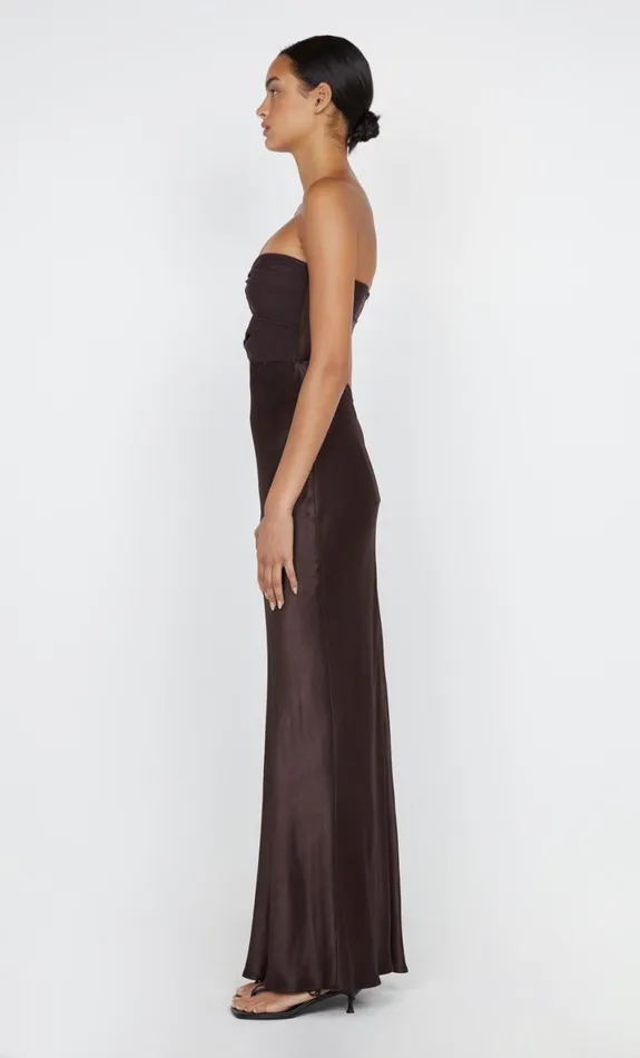 Bec Bridge HALLE STRAPLESS DRESS 8211 CHOCOLATE Women Maxi Dresses