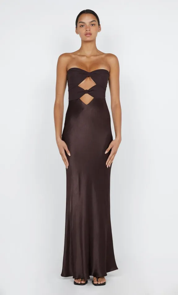 Bec Bridge HALLE STRAPLESS DRESS 8211 CHOCOLATE Women Maxi Dresses