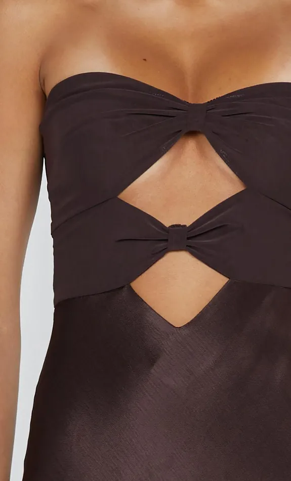 Bec Bridge HALLE STRAPLESS DRESS 8211 CHOCOLATE Women Maxi Dresses