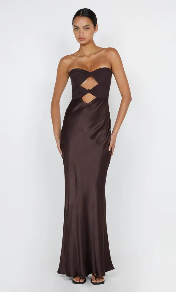 Bec Bridge HALLE STRAPLESS DRESS 8211 CHOCOLATE Women Wedding Guest