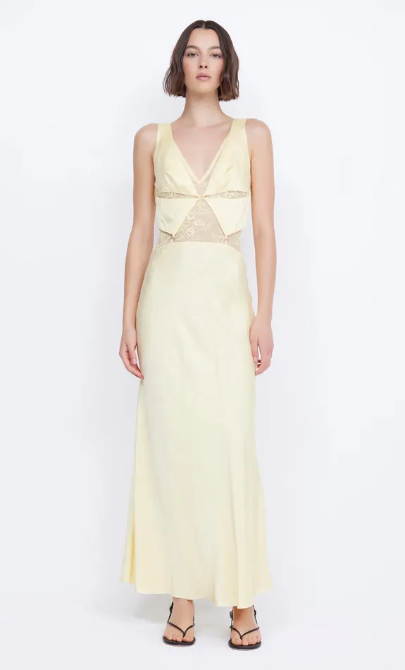 Bec Bridge JULIETTE V NECK MAXI DRESS 8211 BUTTER YELLOW Women Prom Dresses