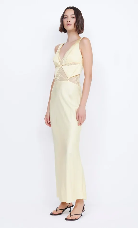 Bec Bridge JULIETTE V NECK MAXI DRESS 8211 BUTTER YELLOW Women Prom Dresses