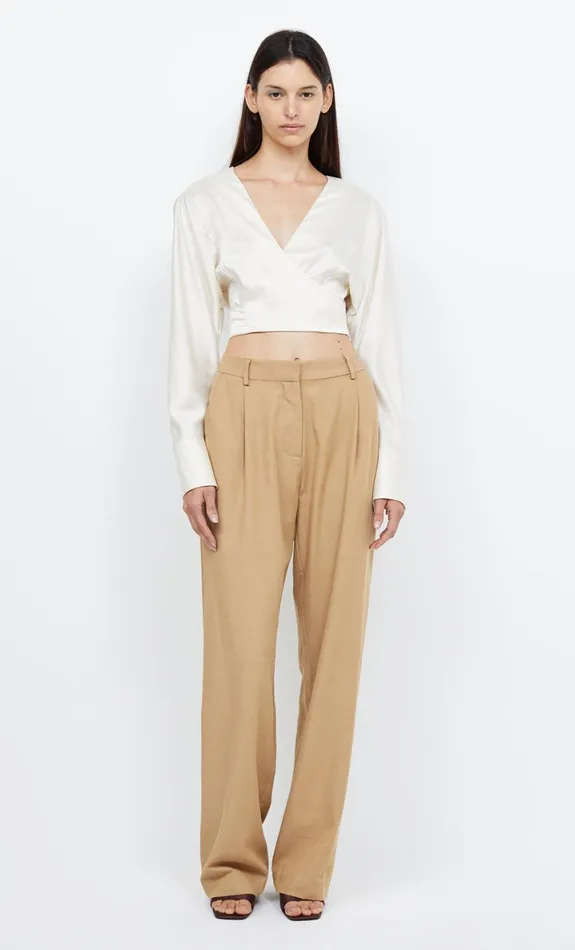 Bec Bridge KAIA WRAP LONG SLEEVE BLOUSE 8211 IVORY Women Cropped