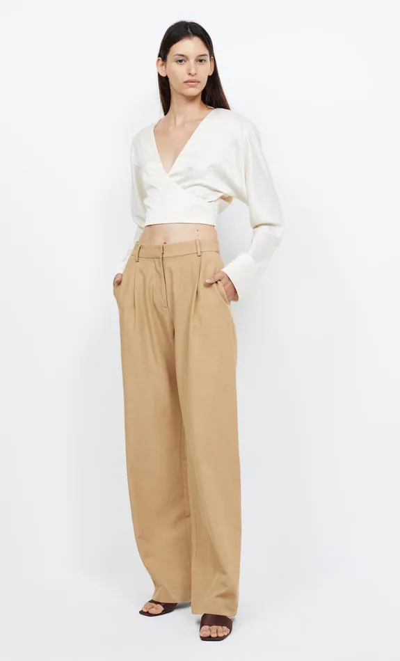 Bec Bridge KAIA WRAP LONG SLEEVE BLOUSE 8211 IVORY Women Cropped