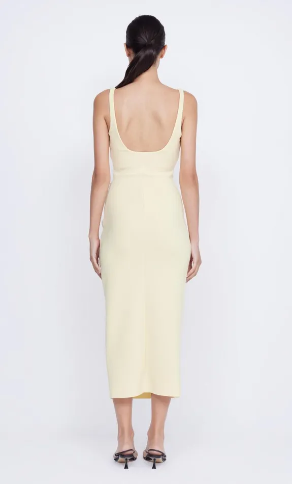 Bec Bridge KARINA TUCK MIDI DRESS 8211 BUTTER YELLOW Women Prom Dresses