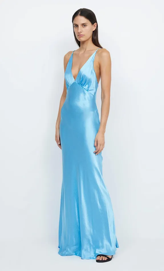Bec Bridge LORELAI V MAXI DRESS 8211 TOPAZ BLUE Women Prom Dresses