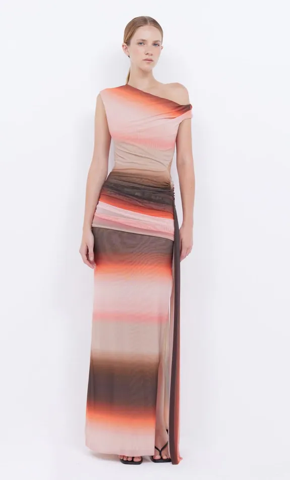 Bec Bridge LOUNA ASYM DRESS 8211 CHOCPINK OMBRE Women Maxi Dresses