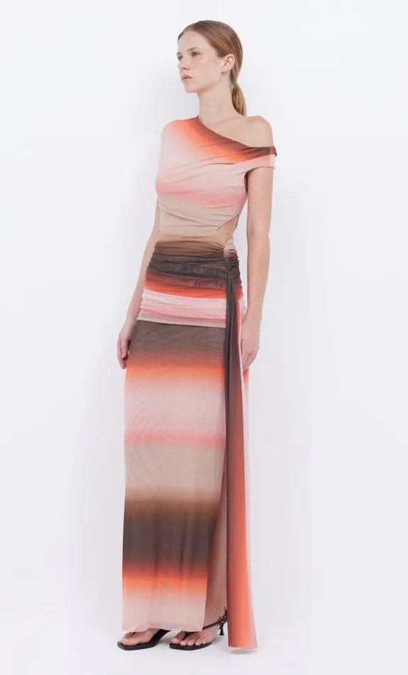 Bec Bridge LOUNA ASYM DRESS 8211 CHOCPINK OMBRE Women Maxi Dresses