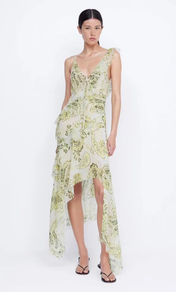 Bec Bridge LYLOU FRILL DRESS 8211 LEMON PAISLEY Women Midi Dresses