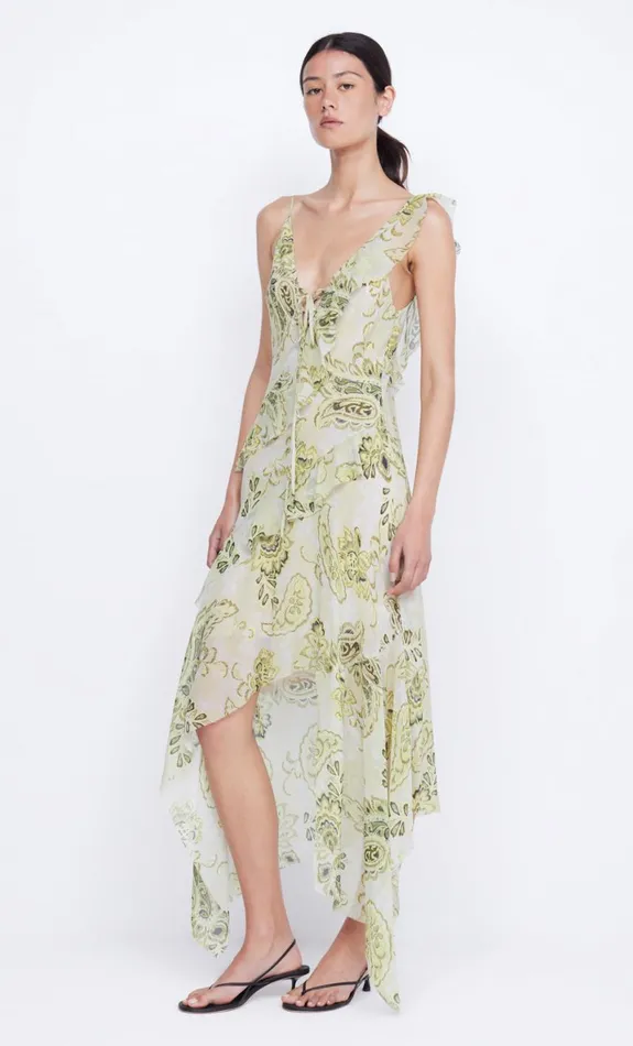Bec Bridge LYLOU FRILL DRESS 8211 LEMON PAISLEY Women Midi Dresses
