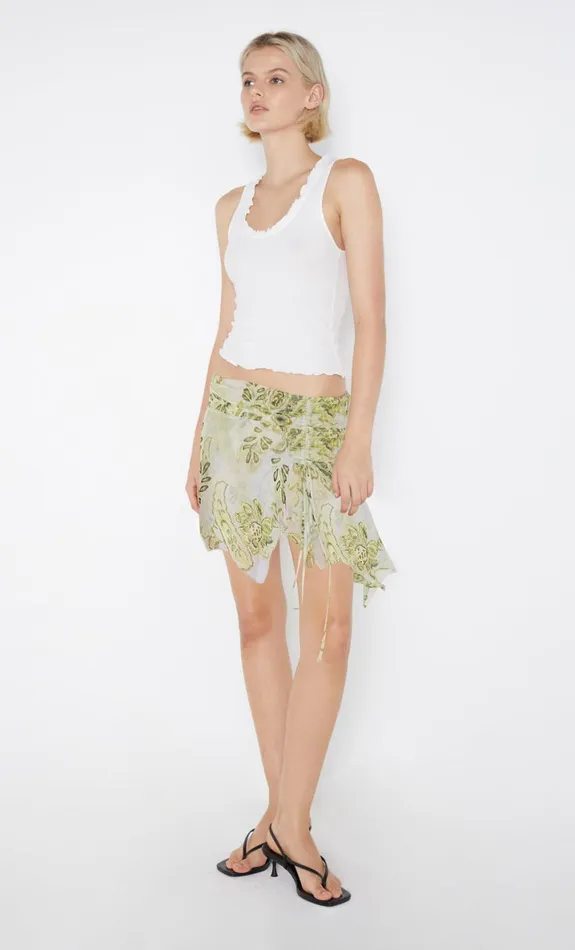 Bec Bridge LYLOU GATHERED MINI SKIRT 8211 LEMON PAISLEY Women Skirts