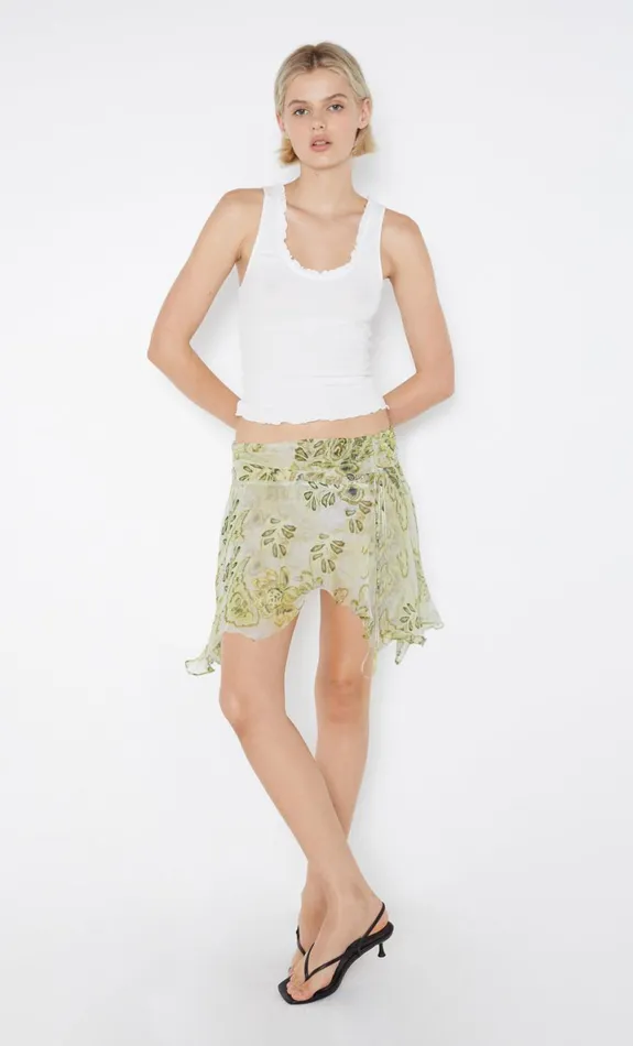 Bec Bridge LYLOU GATHERED MINI SKIRT 8211 LEMON PAISLEY Women Skirts