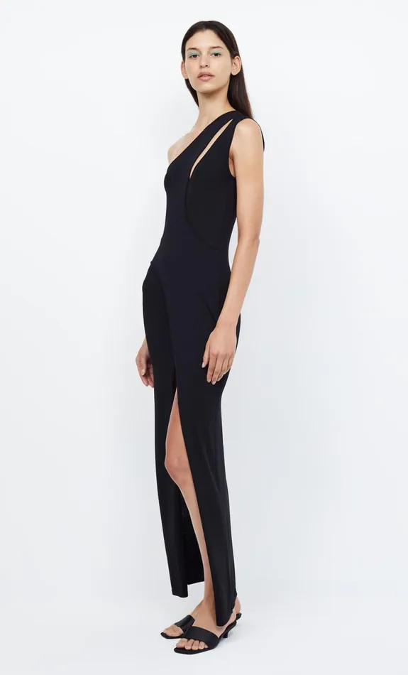 Bec Bridge MIRA ASYM KNIT MAXI DRESS 8211 BLACK Women Maxi Dresses