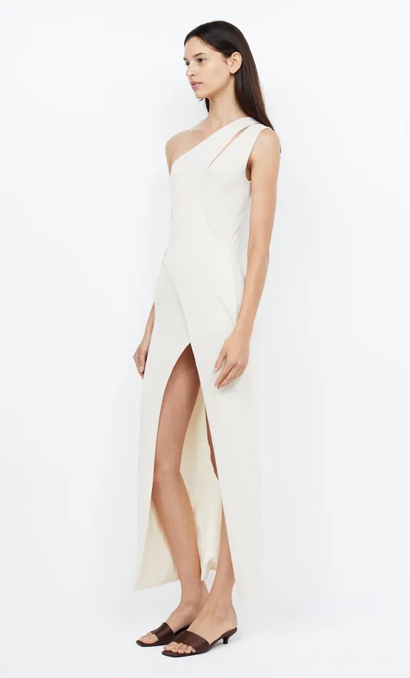 Bec Bridge MIRA ASYM KNIT MAXI DRESS 8211 IVORY Women Maxi Dresses
