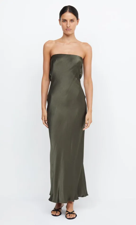 Bec Bridge MOON DANCE STRAPLESS DRESS 8211 DARK WILLOW Women Maxi Dresses