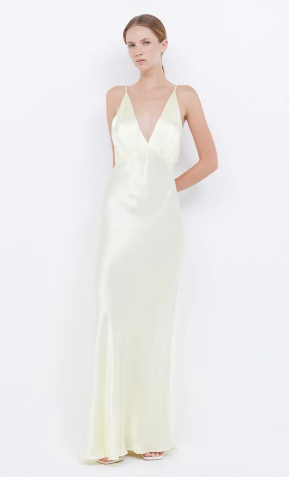 Bec Bridge MOON DANCE V MAXI DRESS 8211 ICE YELLOW Women Prom Dresses