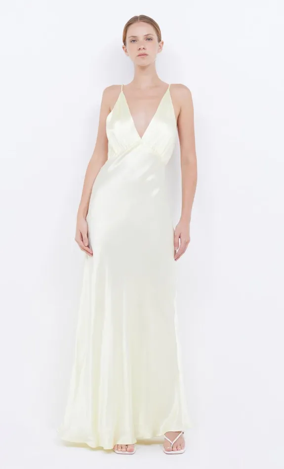 Bec Bridge MOON DANCE V MAXI DRESS 8211 ICE YELLOW Women Prom Dresses