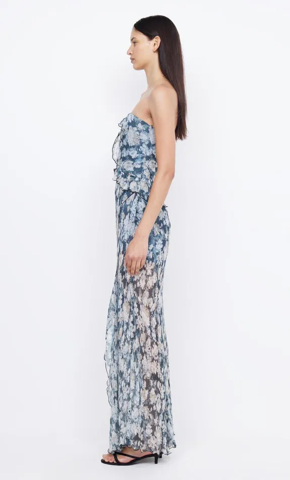 Bec Bridge OPAL STRAPLESS MAXI DRESS 8211 DENIM FLORAL Women Maxi Dresses