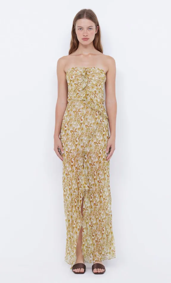 Bec Bridge OPAL STRAPLESS MAXI DRESS 8211 GOLDEN BLURRED FLORAL Women Maxi Dresses