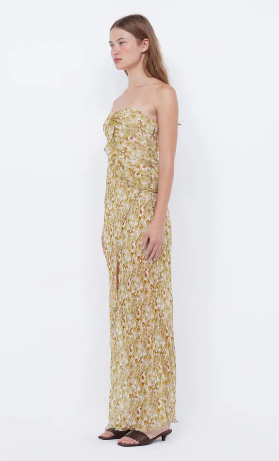 Bec Bridge OPAL STRAPLESS MAXI DRESS 8211 GOLDEN BLURRED FLORAL Women Maxi Dresses
